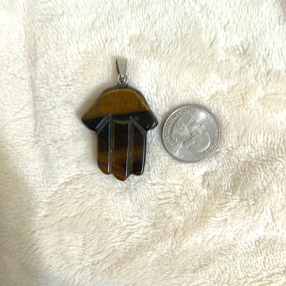 Tigers eye Hamsa pendant
